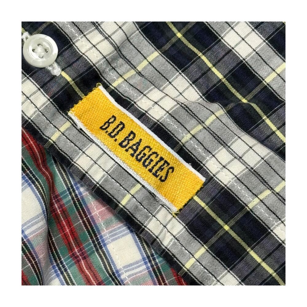 BD Baggies Vintage Crazy Plaid Cotton Shirt Made in USA 15.5 - Picture 12 of 16